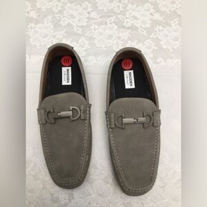 Gray Slip-On Loafers with Moccasin Stitching